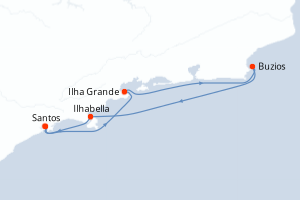 Carte itinéraire croisière Brésil - 5 jours au départ de Santos - Brésil