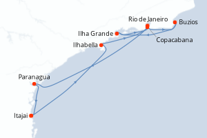 Carte itinéraire croisière Brésil - 7 jours au départ de Itajai - Brésil