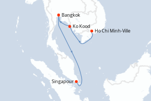 Carte itinéraire croisière Vietnam, Thaïlande, Singapour - 7 jours au départ de Ho Chi Minh-Ville - Asie