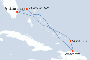 Carte itinéraire croisière Caribe Oriental con Bahamas - 7 jours au départ de Fort Lauderdale - Caraïbes Bahamas