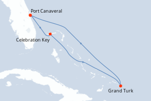 Carte itinéraire croisière Escapada caribeña con Gran Turca - 5 jours au départ de Port Canaveral - Caraïbes Bahamas