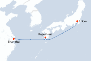 Carte itinéraire croisière Chine, Japon - 4 jours au départ de Shanghai - Asie