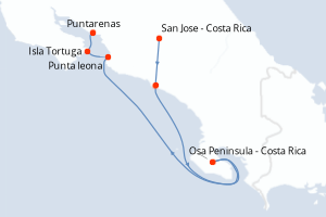 Carte itinéraire croisière San José, Costa Rica, Amérique centrale - 7 jours au départ de San Jose - Costa Rica - Amérique du Nord