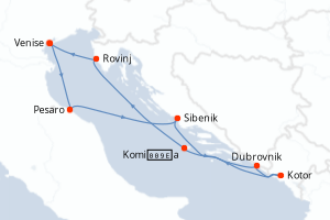 Carte itinéraire croisière Évasions adriatiques classiques - 7 jours au départ de Venise - Méditerranée