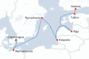 Carte itinéraire croisière - 8 jours au départ de Helsinki - Europe du Nord