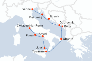 Carte itinéraire croisière - 11 jours au départ de Venise - Méditerranée