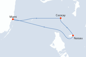 Carte itinéraire croisière - 5 jours au départ de Miami - Caraïbes Bahamas