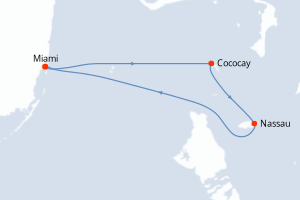 Carte itinéraire croisière - 5 jours au départ de Miami - Caraïbes Bahamas