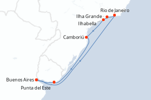 Carte itinéraire croisière - 9 jours au départ de Buenos Aires - Amérique du Sud