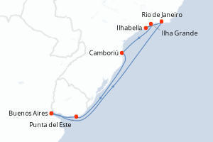 Carte itinéraire croisière - 9 jours au départ de Buenos Aires - Amérique du Sud