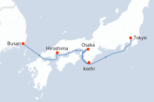 Carte itinéraire croisière - 7 jours au départ de Tokyo - Asie