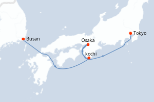 Carte itinéraire croisière - 6 jours au départ de Busan - Asie