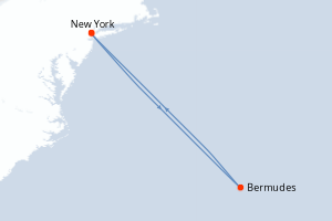 Carte itinéraire croisière - 4 jours au départ de New York - Amérique du Nord