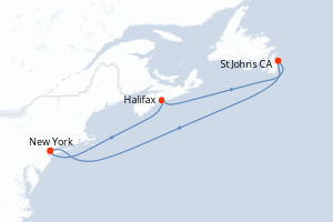 Carte itinéraire croisière - 5 jours au départ de New York - Amérique du Nord