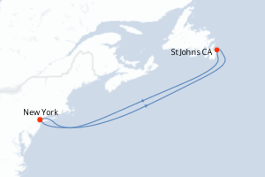 Carte itinéraire croisière - 4 jours au départ de New York - Amérique du Nord
