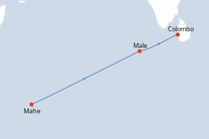 Carte itinéraire croisière - 6 jours au départ de Mahe - Asie