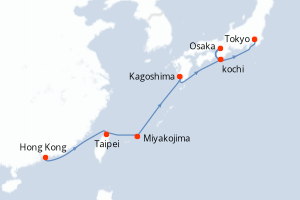 Carte itinéraire croisière - 10 jours au départ de Hong Kong - Asie