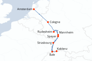 Carte itinéraire croisière - 7 jours au départ de Bale - Europe du Nord