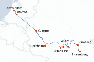 Carte itinéraire croisière - 7 jours au départ de Amsterdam - Elbe