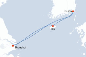Carte itinéraire croisière - 5 jours au départ de Shanghai - Asie