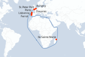 Carte itinéraire croisière - 7 jours au départ de Lisbonne - Europe du Nord