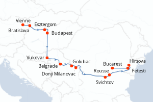 Carte itinéraire croisière - 9 jours au départ de Vienne (Danube) - Danube