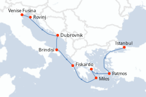 Carte itinéraire croisière - 10 jours au départ de Venise Fusina - Méditerranée