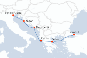 Carte itinéraire croisière - 7 jours au départ de Venise Fusina - Méditerranée