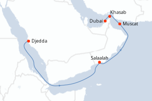 Carte itinéraire croisière - 9 jours au départ de Djedda - Moyen-Orient Dubaï