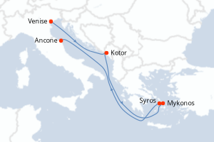 Carte itinéraire croisière - 6 jours au départ de Venise - Méditerranée