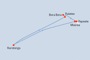 Carte itinéraire croisière - 8 jours au départ de Papeete - Tahiti