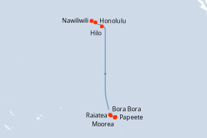 Carte itinéraire croisière - 12 jours au départ de Papeete - Hawaii