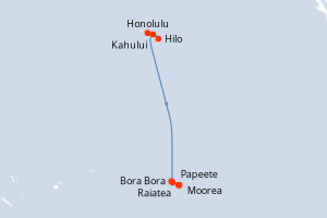 Carte itinéraire croisière - 12 jours au départ de Honolulu - Tahiti