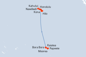Carte itinéraire croisière - 13 jours au départ de Papeete - Hawaii