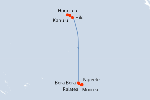 Carte itinéraire croisière - 11 jours au départ de Honolulu - Tahiti
