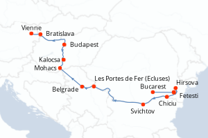 Carte itinéraire croisière - 10 jours au départ de Bucarest - Danube