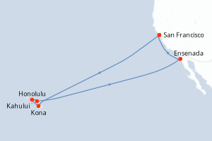 Carte itinéraire croisière - 16 jours au départ de San Francisco - Amérique du Nord