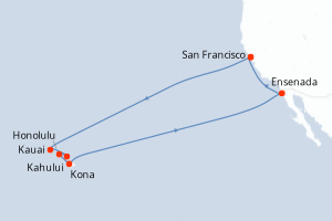 Carte itinéraire croisière - 16 jours au départ de San Francisco - Amérique du Nord