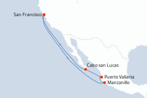 Carte itinéraire croisière - 11 jours au départ de San Francisco - Amérique du Nord