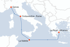 Carte itinéraire croisière - 5 jours au départ de Genes - Méditerranée