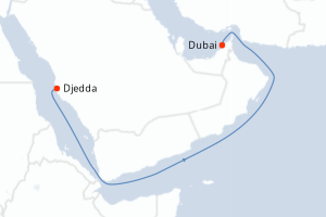 Carte itinéraire croisière - 5 jours au départ de Djedda - Moyen-Orient Dubaï