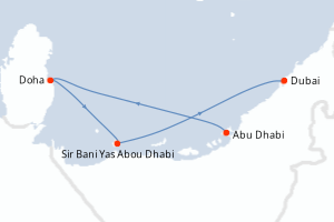 Carte itinéraire croisière - 3 jours au départ de Abu Dhabi - Moyen-Orient Dubaï