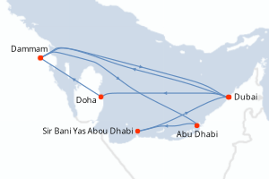 Carte itinéraire croisière - 7 jours au départ de Dubai - Moyen-Orient Dubaï