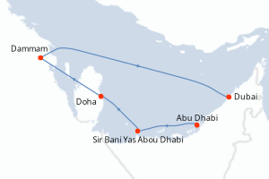 Carte itinéraire croisière - 5 jours au départ de Abu Dhabi - Moyen-Orient Dubaï