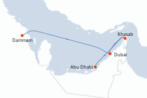 Carte itinéraire croisière - 4 jours au départ de Dammam - Moyen-Orient Dubaï
