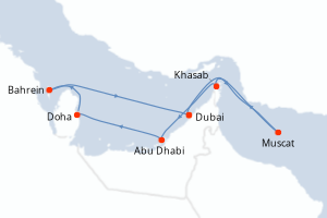 Carte itinéraire croisière - 7 jours au départ de Dubai - Moyen-Orient Dubaï