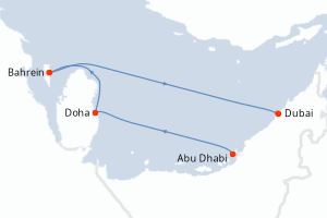 Carte itinéraire croisière - 3 jours au départ de Abu Dhabi - Moyen-Orient Dubaï
