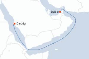 Carte itinéraire croisière - 5 jours au départ de Dubai - Mer Rouge Océan Indien