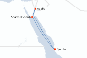Carte itinéraire croisière - 5 jours au départ de Djedda - Mer Rouge Océan Indien