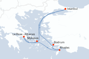 Carte itinéraire croisière - 7 jours au départ de Istanbul - Méditerranée